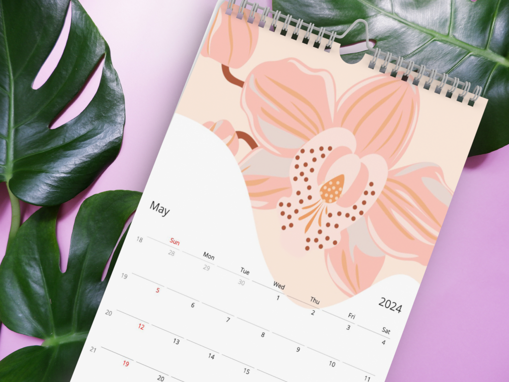 2024 DANESSA Tropical Flowers Wall Calendar