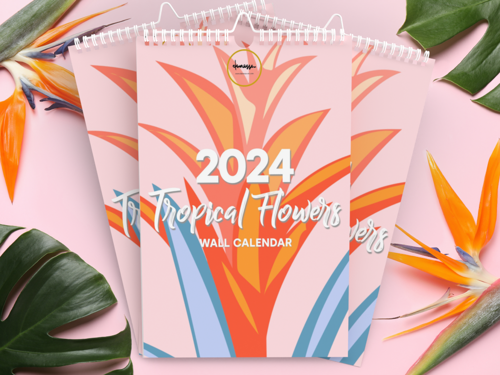 2024 DANESSA Tropical Flowers Wall Calendar
